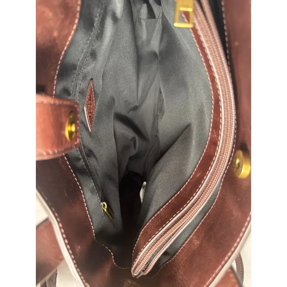 FOSSIL Willow Whiskey Brown Leather Satchel Crossbody Bag #SHB2325